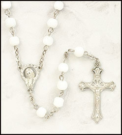 White Cat-Eye Rosary